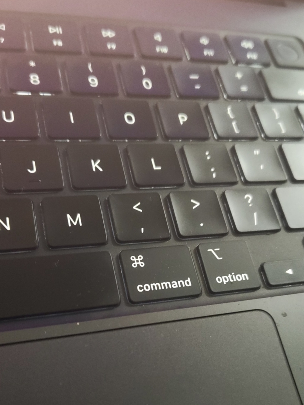 Black Laptop Keyboard with Command and Option Keys